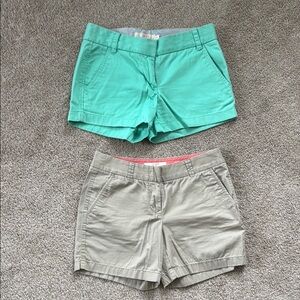2/$20 J Crew Chino Shorts, Mint Green and Khaki, Size 0